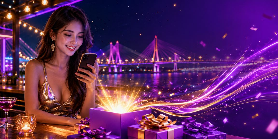 Người dùng tại Cần Thơ xem thông tin bonus nạp tiền trên bờ sông